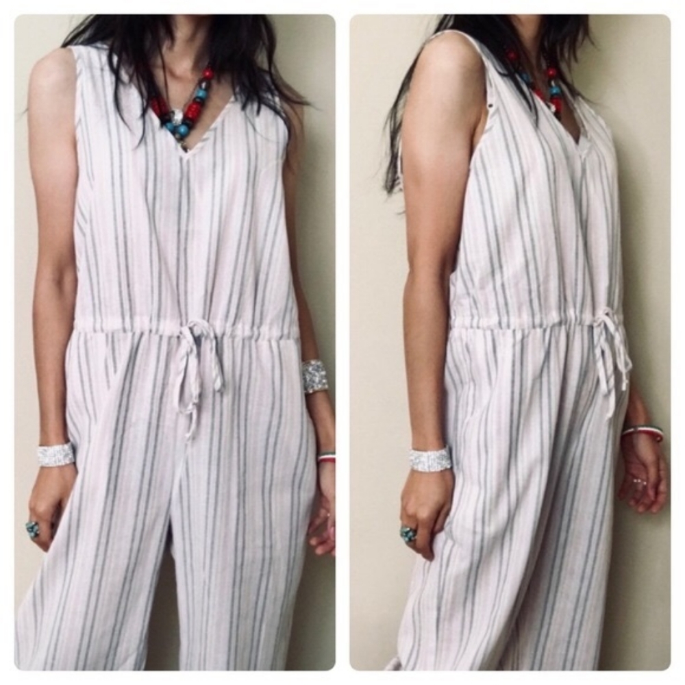 Anthropologie Drew Jumpsuit in Blue Stripe, xs